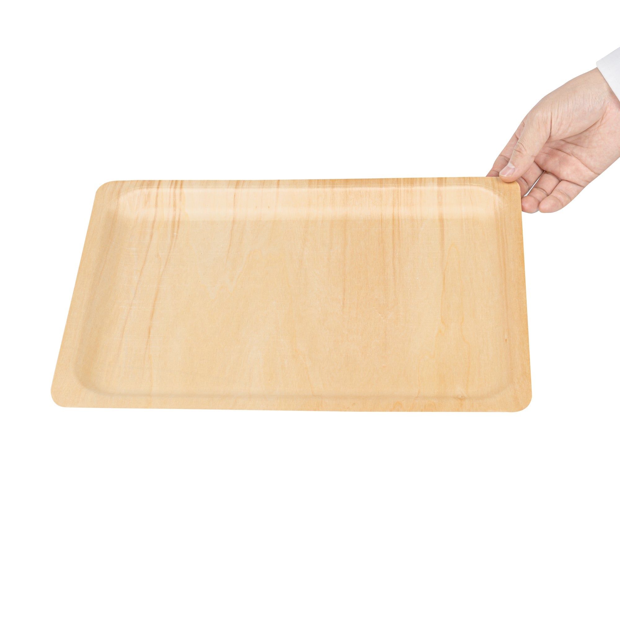 Taipei Rectangle Natural Poplar Plate - 14 1/4'' x 9 3/4'' x 3/4'' - 200 count box