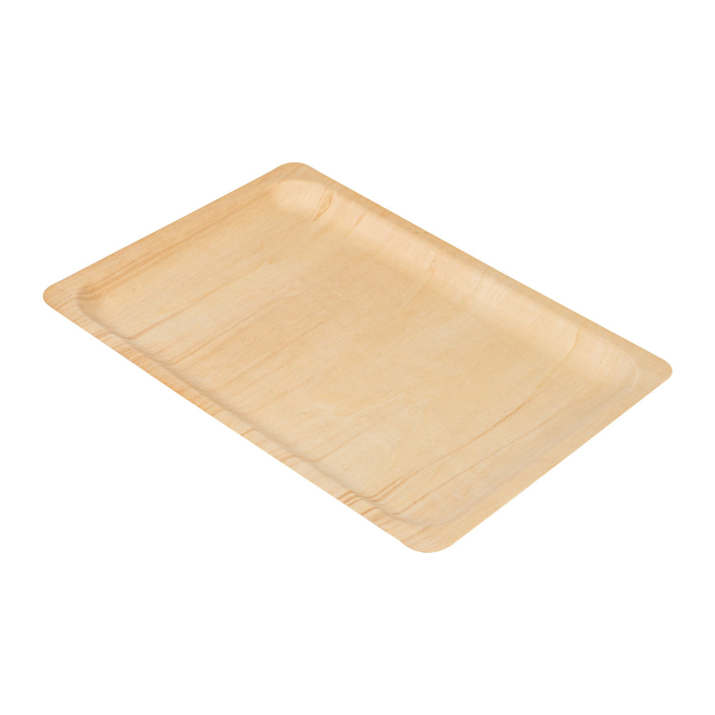 Taipei Rectangle Natural Poplar Plate - 14 1/4'' x 9 3/4'' x 3/4'' - 200 count box