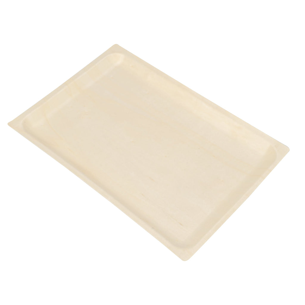 Taipei Rectangle Natural Poplar Plate - 10 3/4'' x 7 1/4'' x 3/4'' - 200 count box