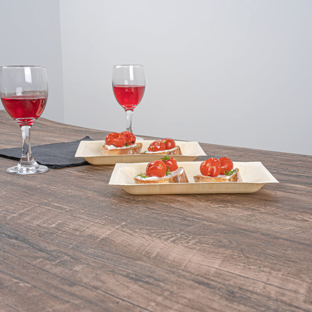 Taipei Rectangle Natural Poplar Plate - 7'' x 5'' x 1/2'' - 50 count box