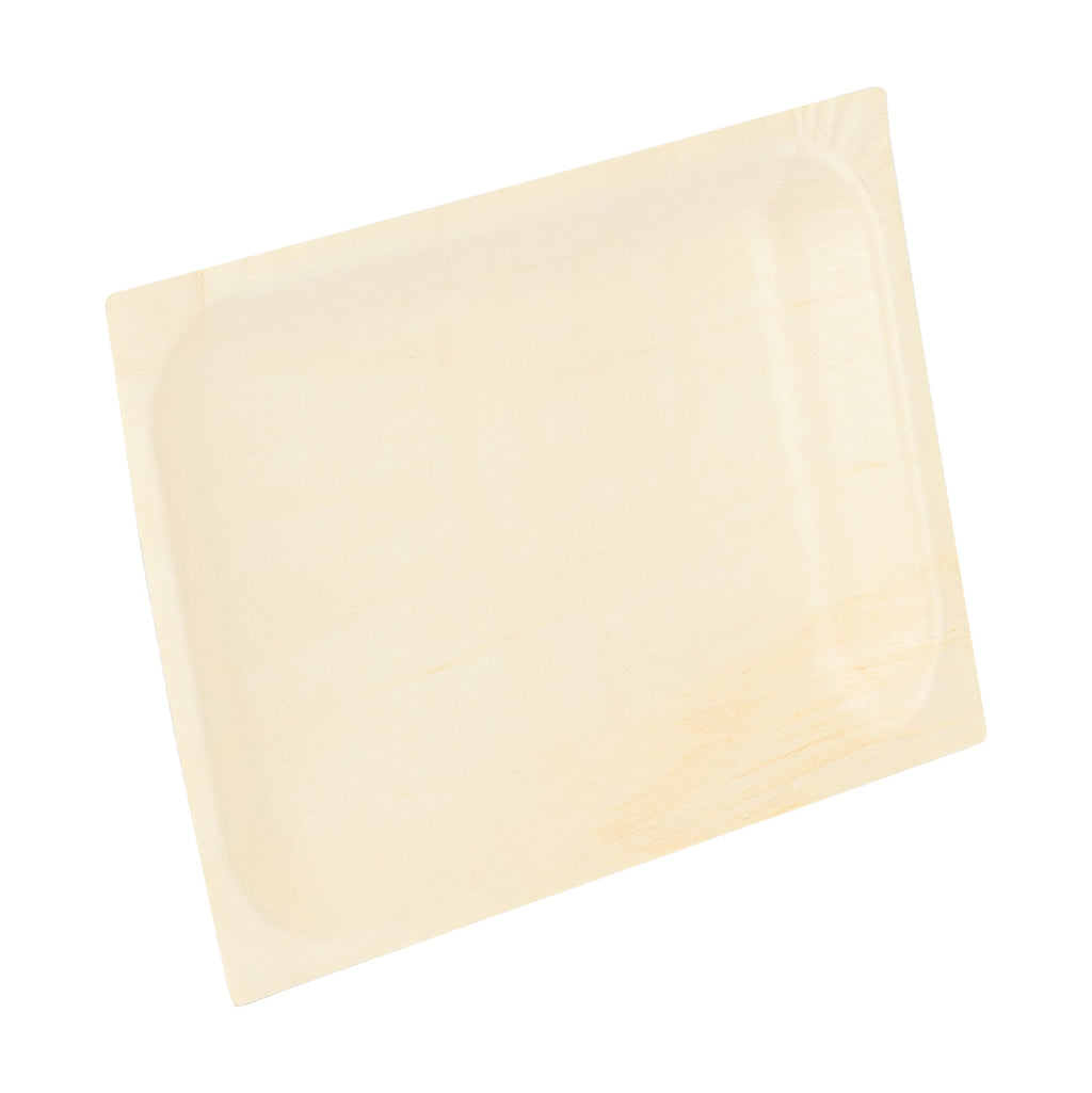 Taipei Rectangle Natural Poplar Plate - 7'' x 5'' x 1/2'' - 200 count box