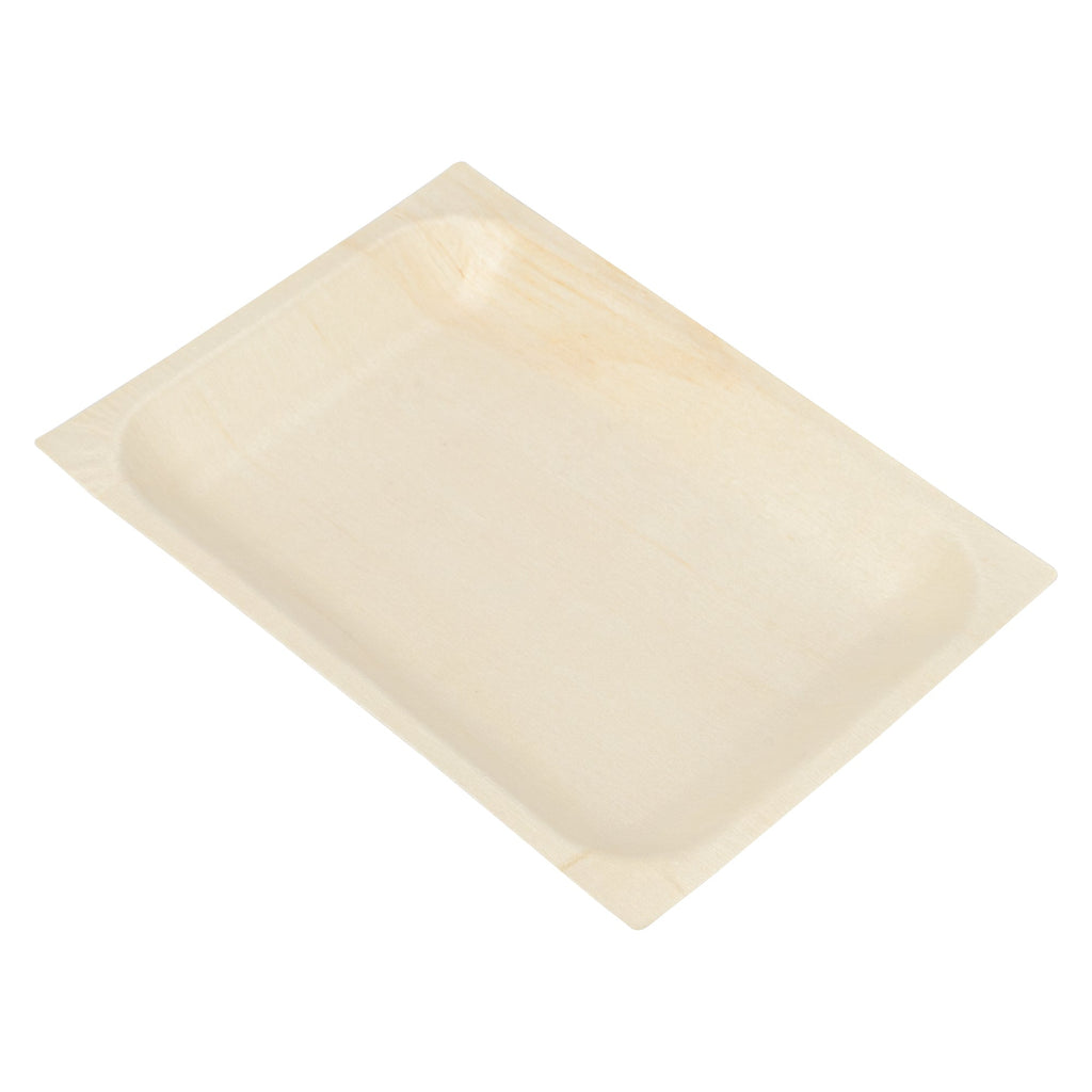Taipei Rectangle Natural Poplar Plate - 7'' x 5'' x 1/2'' - 200 count box