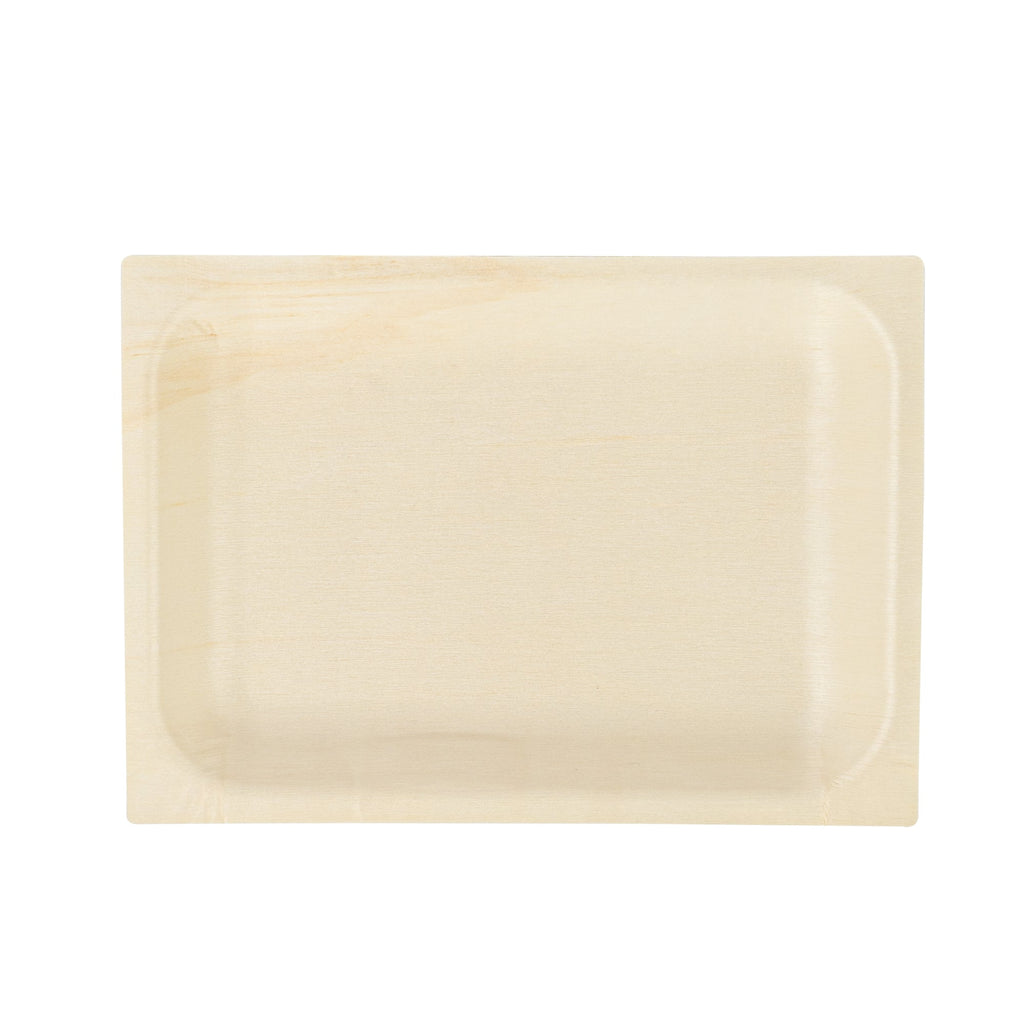 Taipei Rectangle Natural Poplar Plate - 7'' x 5'' x 1/2'' - 200 count box