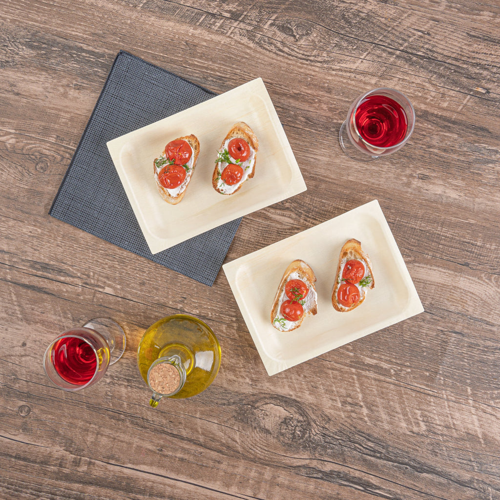 Taipei Rectangle Natural Poplar Plate - 7'' x 5'' x 1/2'' - 200 count box