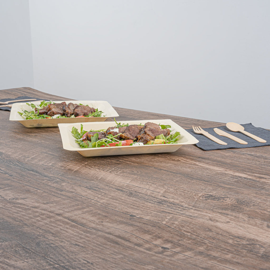 Taipei Square Natural Poplar Plate - 9 3/4'' x 9 3/4'' x 1'' - 50 count box
