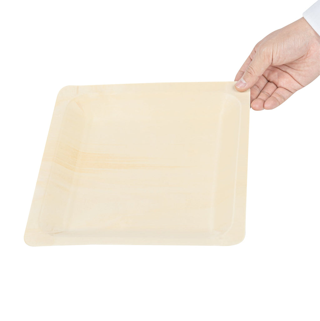 Taipei Square Natural Poplar Plate - 9 3/4'' x 9 3/4'' x 1'' - 200 count box