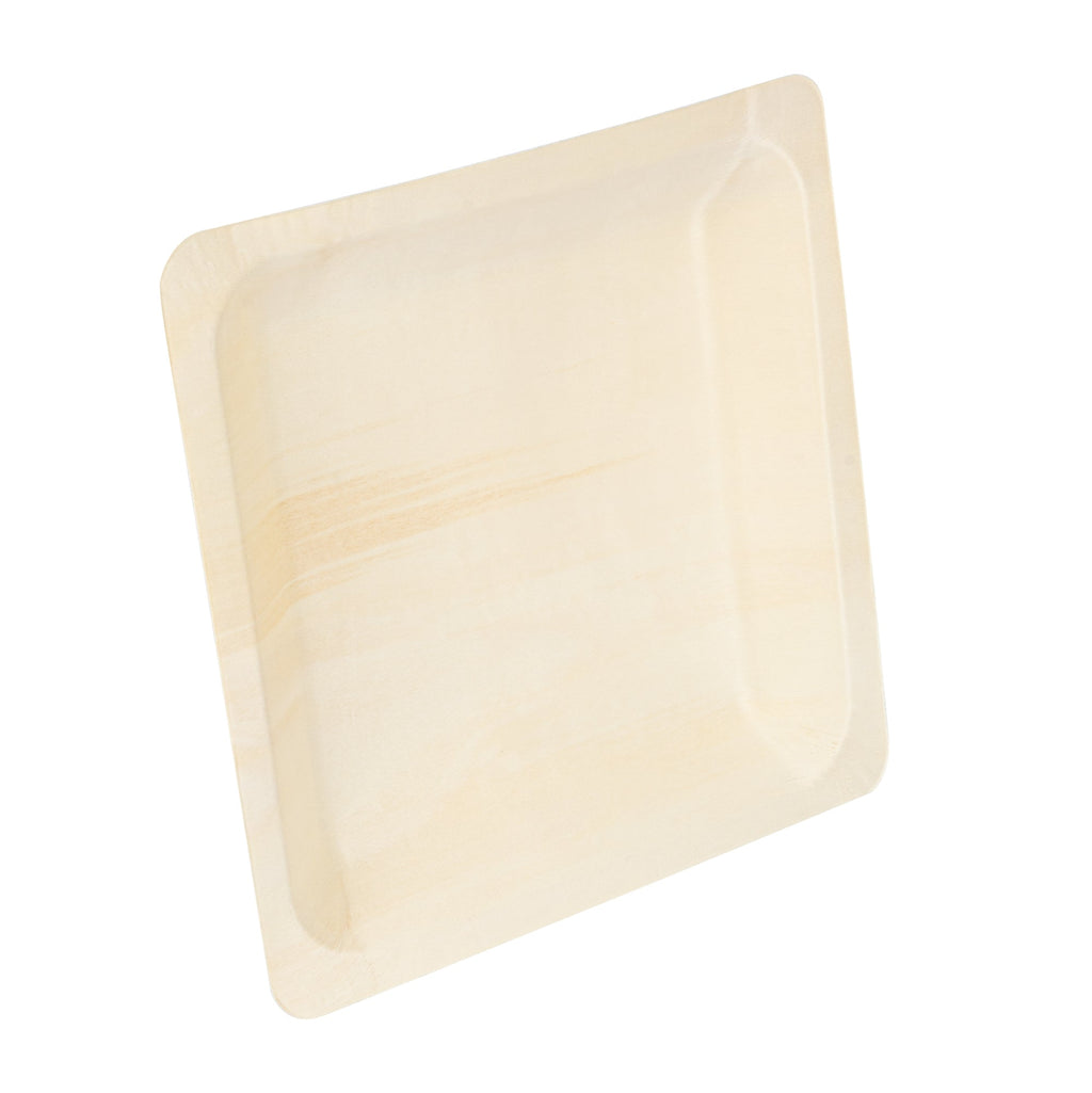 Taipei Square Natural Poplar Plate - 9 3/4'' x 9 3/4'' x 1'' - 200 count box