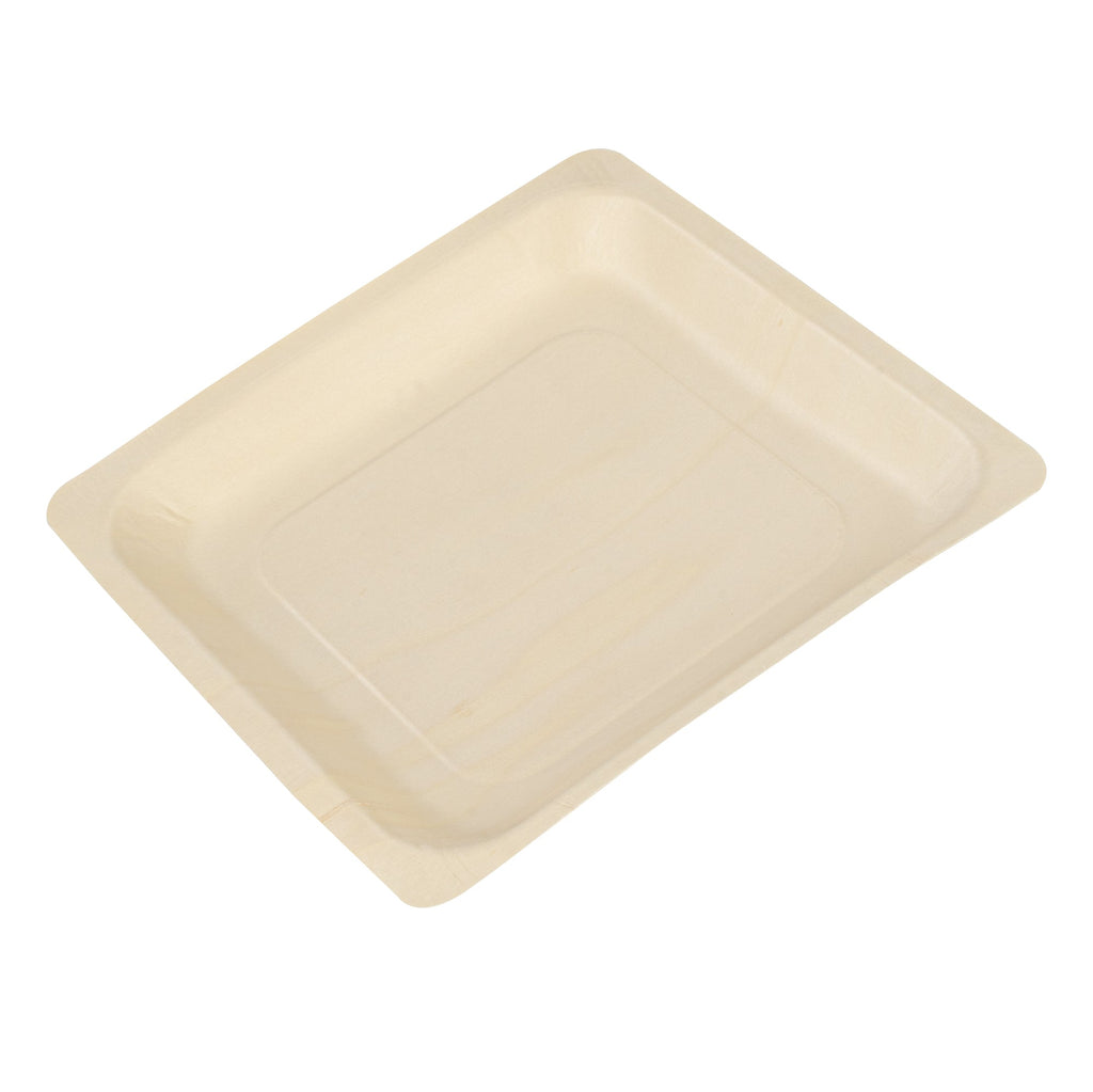 Taipei Square Natural Poplar Plate - 9'' x 9'' x 1'' - 50 count box