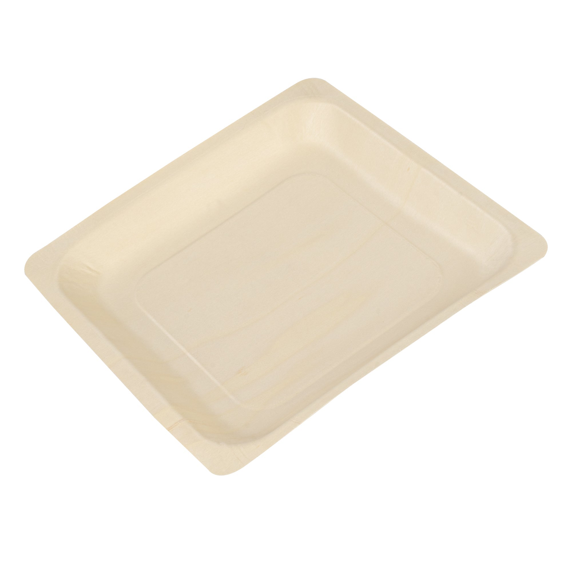 Taipei Square Natural Poplar Plate - 9'' x 9'' x 1'' - 50 count box
