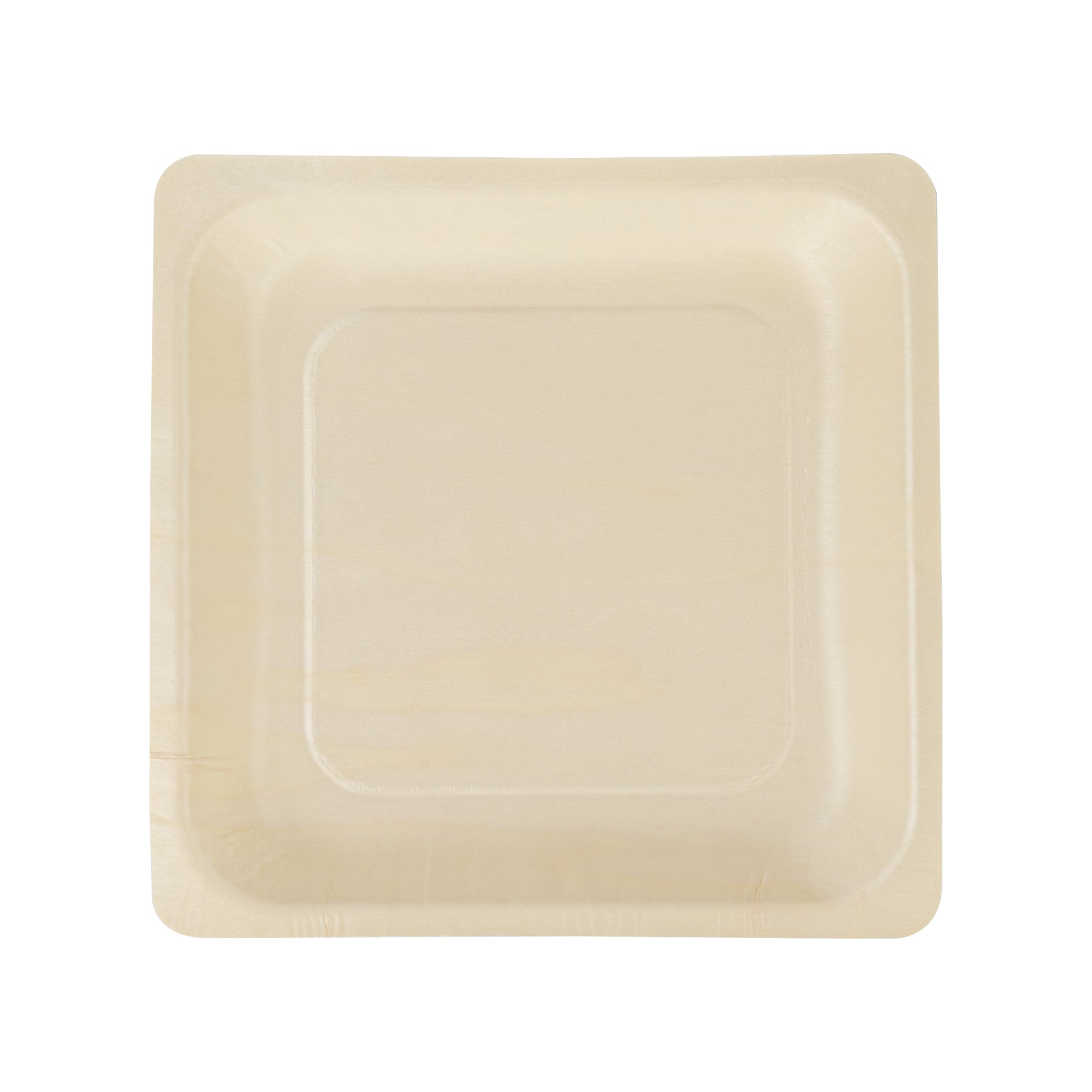 Taipei Square Natural Poplar Plate - 9'' x 9'' x 1'' - 200 count box