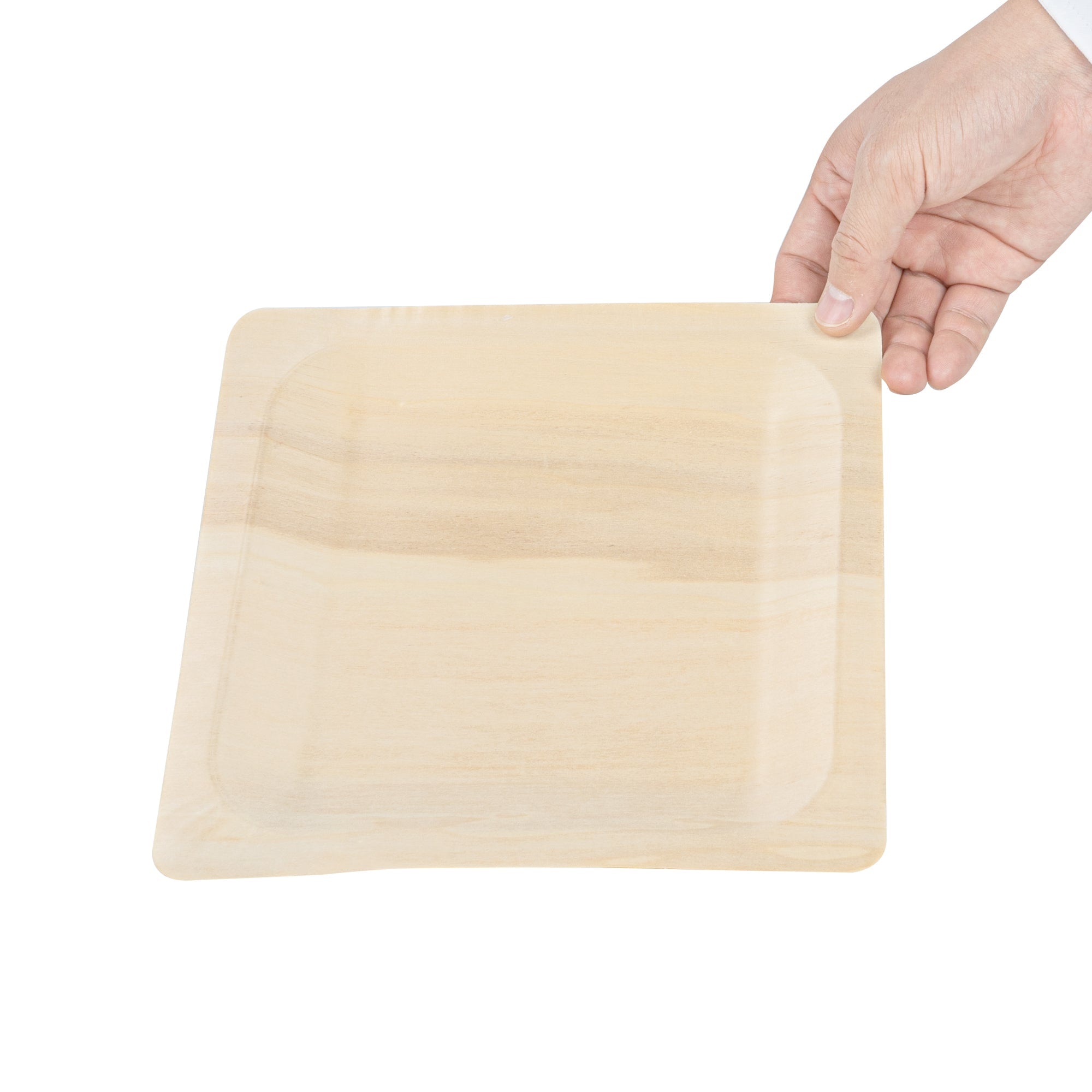 Taipei Square Natural Poplar Plate - 8 1/2'' x 8 1/2'' x 3/4'' - 50 count box