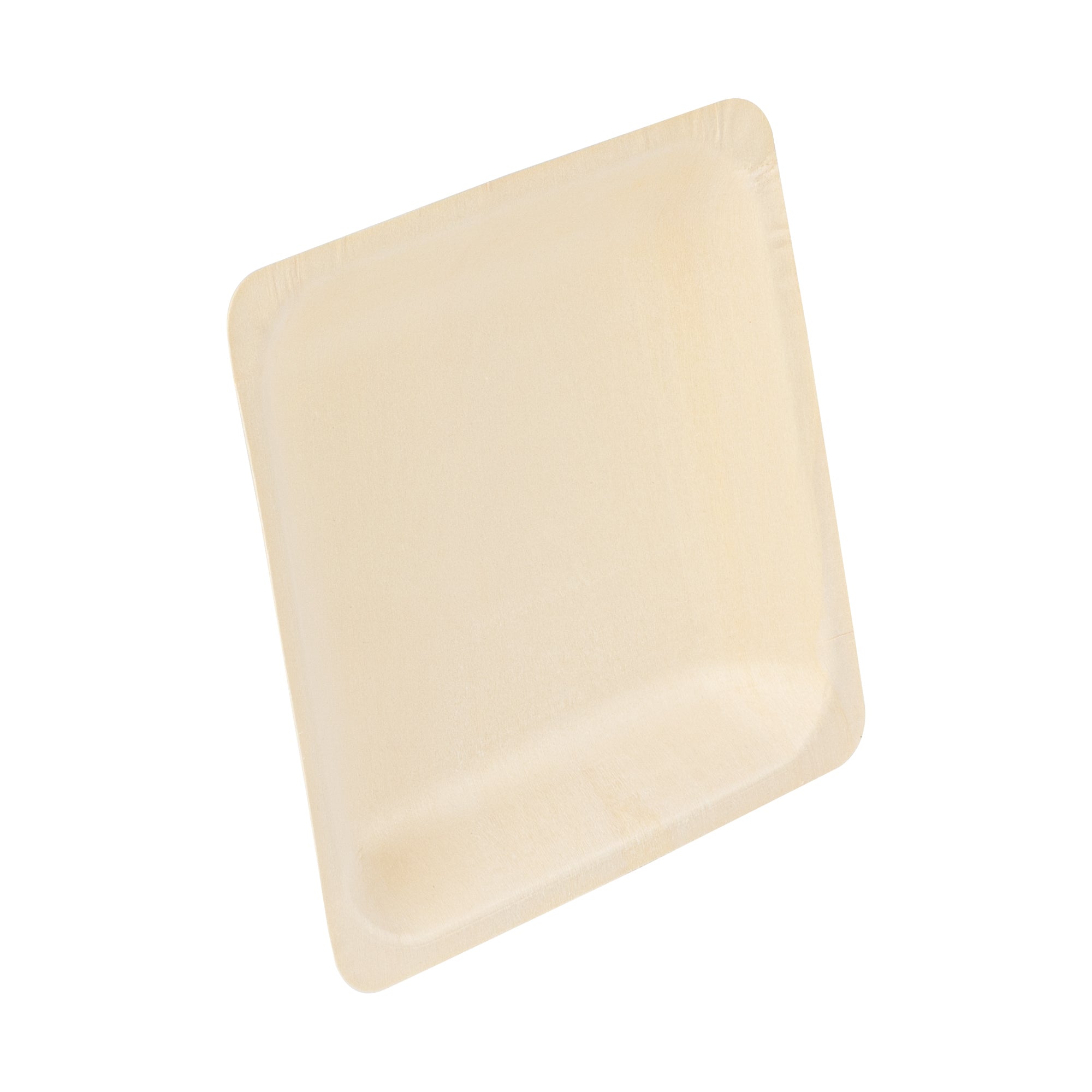 Taipei Square Natural Poplar Plate - 7'' x 7'' x 1'' - 50 count box