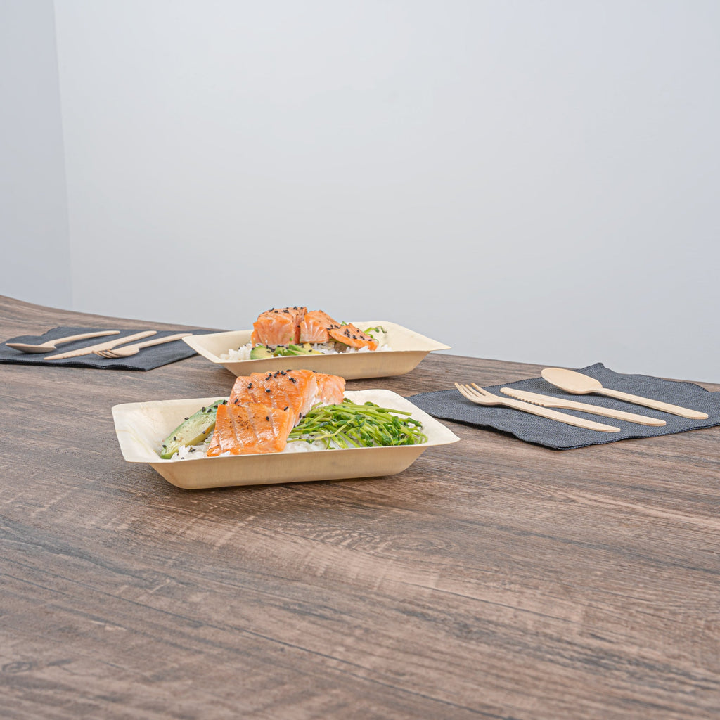 Taipei Square Natural Poplar Plate - 7'' x 7'' x 1'' - 50 count box