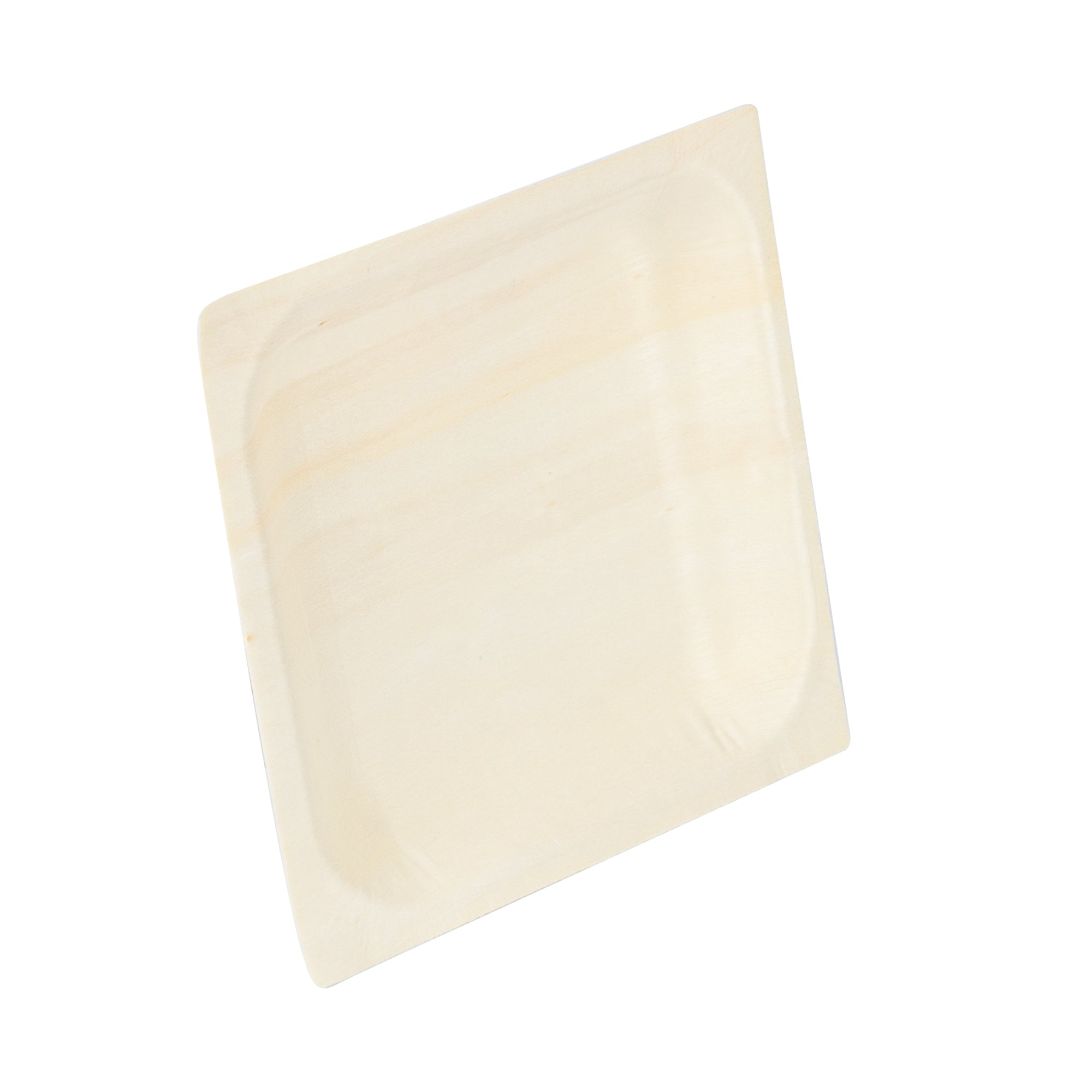Taipei Square Natural Poplar Plate - 5'' x 5'' x 1/2'' - 50 count box