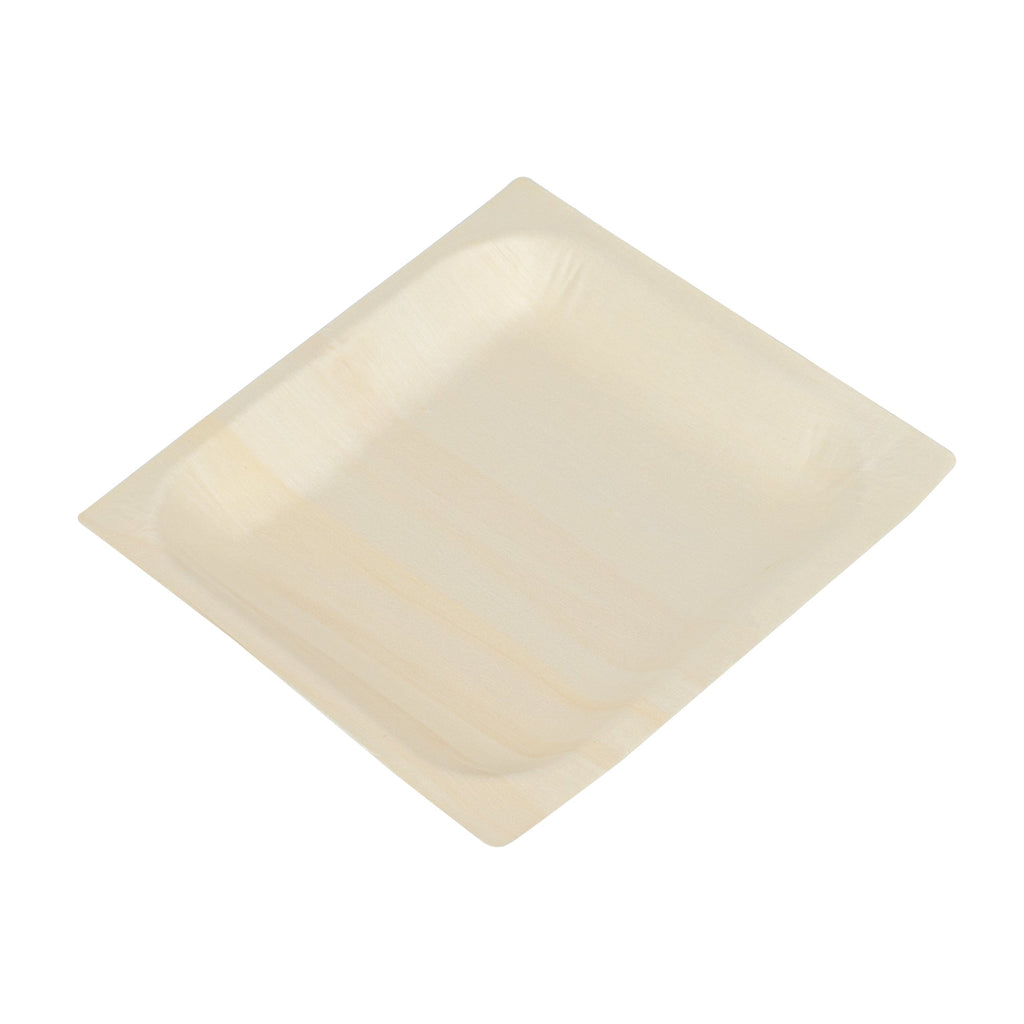 Taipei Square Natural Poplar Plate - 5'' x 5'' x 1/2'' - 50 count box
