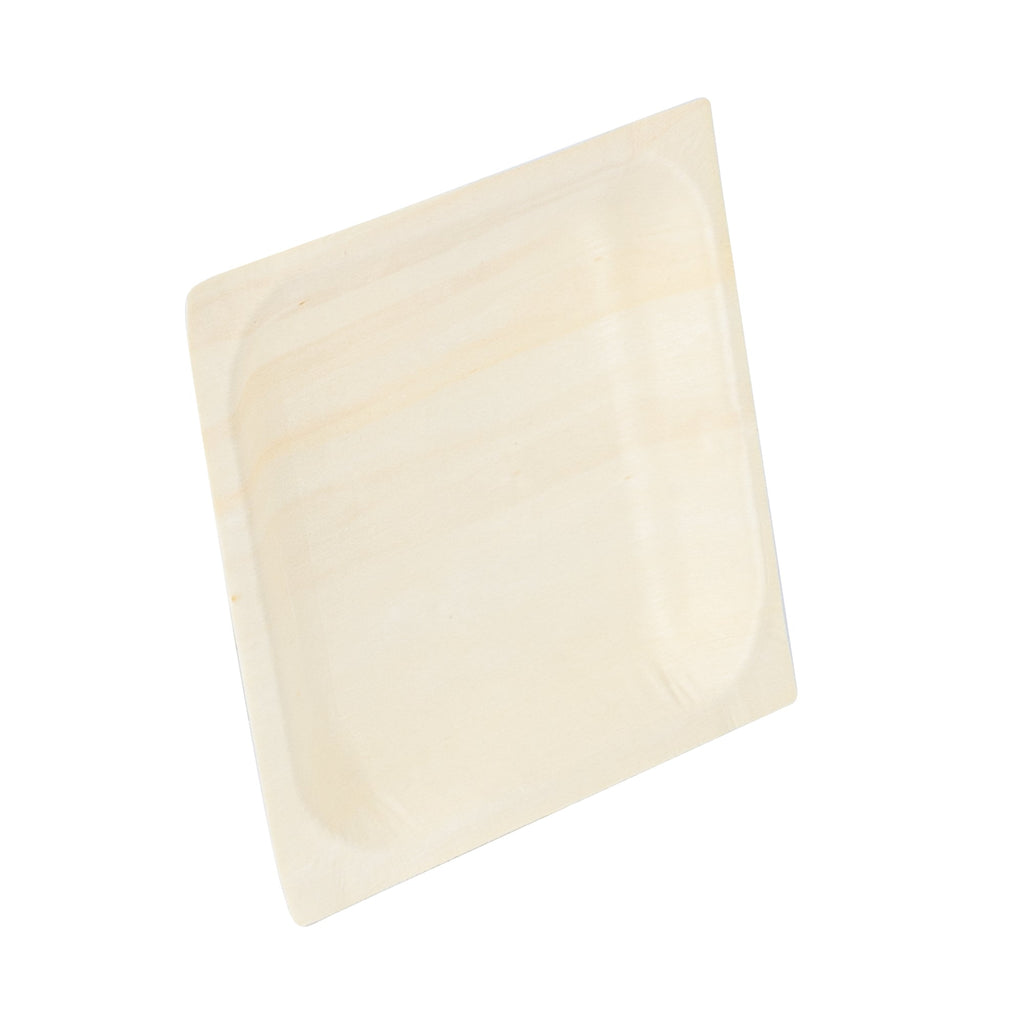 Taipei Square Natural Poplar Plate - 5'' x 5'' x 1/2'' - 200 count box