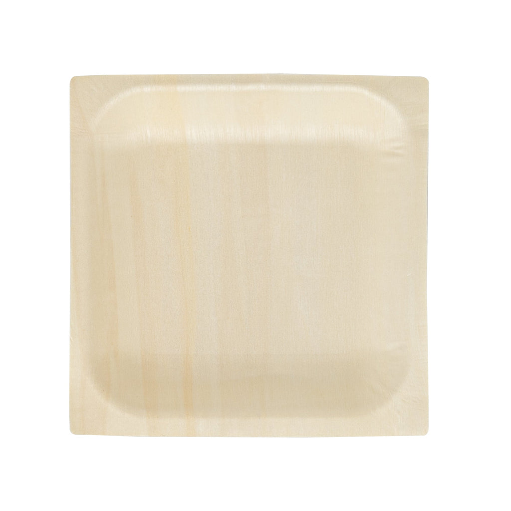 Taipei Square Natural Poplar Plate - 5'' x 5'' x 1/2'' - 200 count box