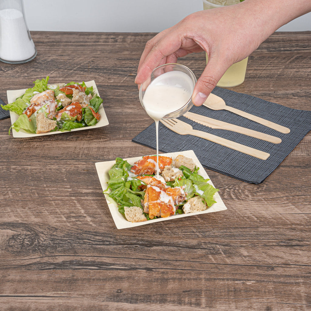 Taipei Square Natural Poplar Plate - 5'' x 5'' x 1/2'' - 200 count box