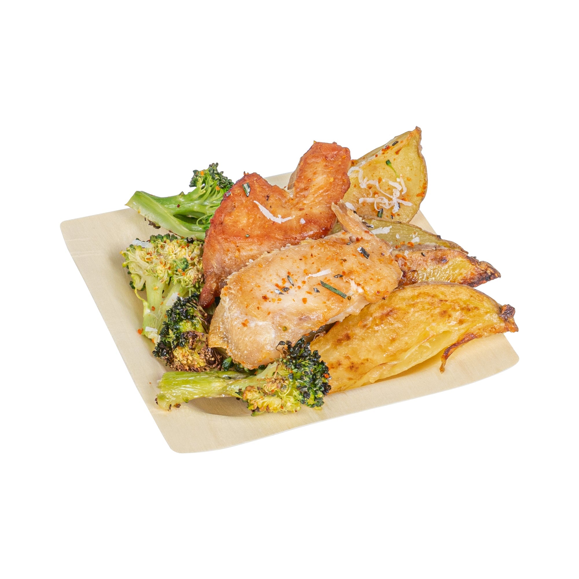 Taipei Square Natural Poplar Plate - 4'' x 4'' - 50 count box