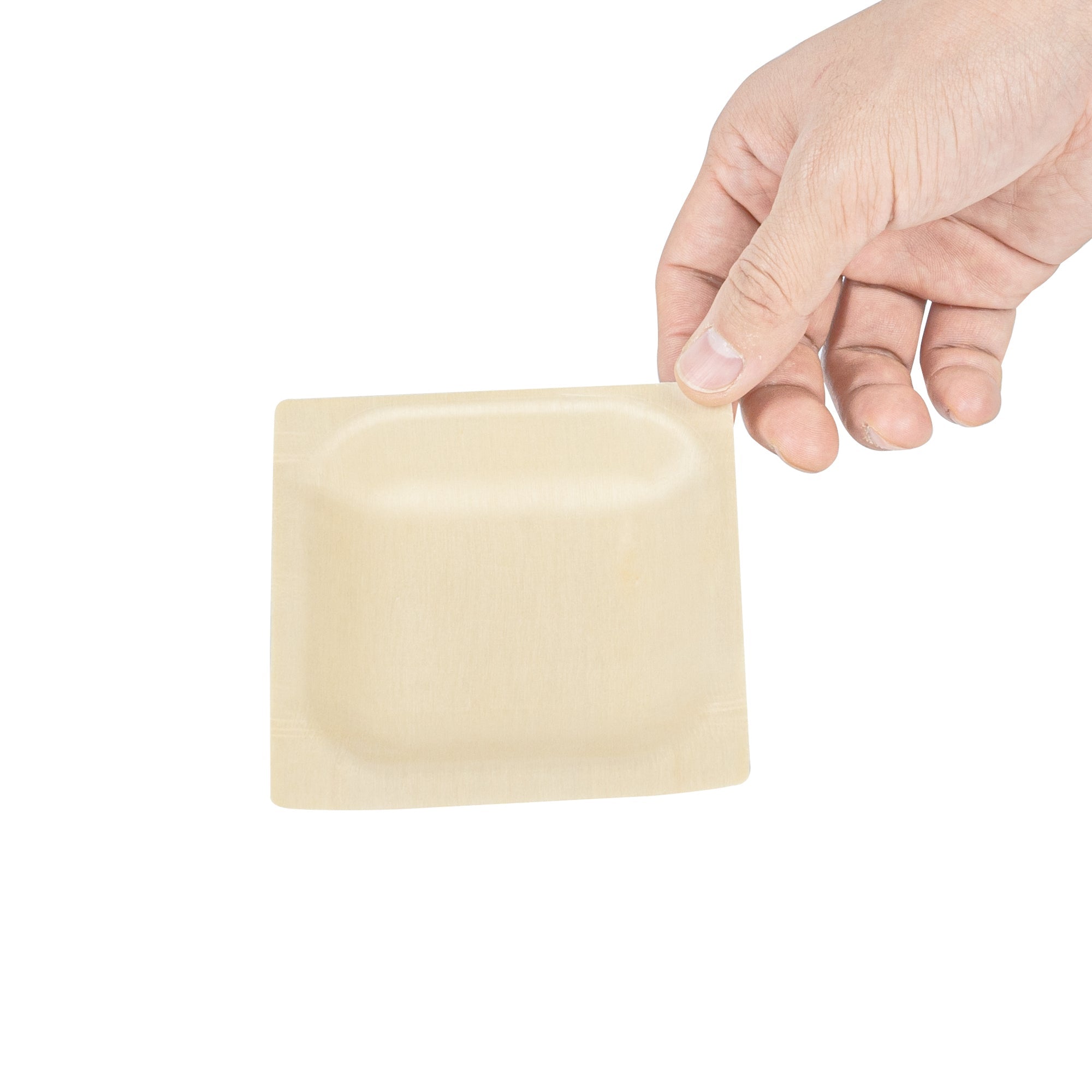Taipei Square Natural Poplar Plate - 4'' x 4'' - 200 count box
