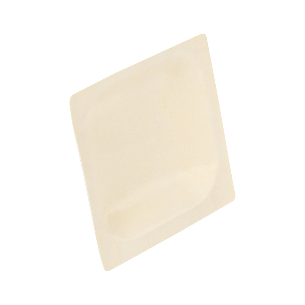 Taipei Square Natural Poplar Plate - 4'' x 4'' - 200 count box