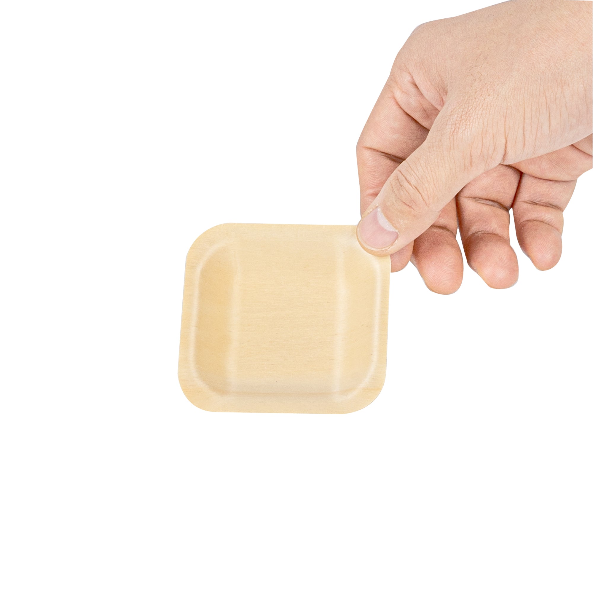 Taipei Square Natural Poplar Plate - 2 3/4'' x 2 3/4'' - 50 count box