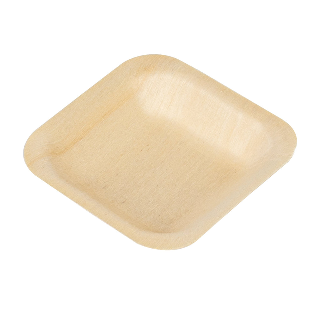 Taipei Square Natural Poplar Plate - 2 3/4'' x 2 3/4'' - 50 count box