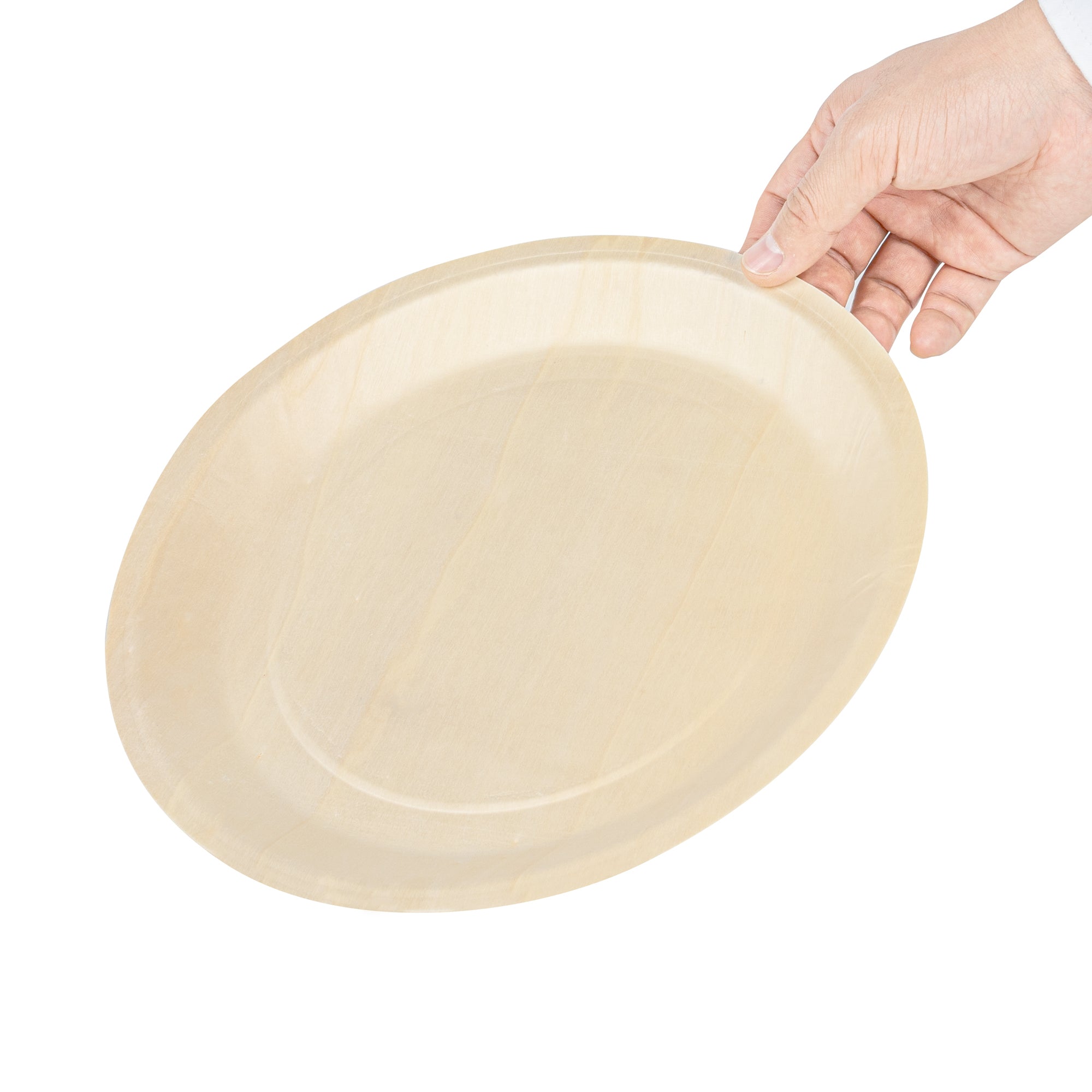 Taipei Round Natural Poplar Plate - 10 1/4'' x 10 1/4'' x 3/4'' - 50 count box