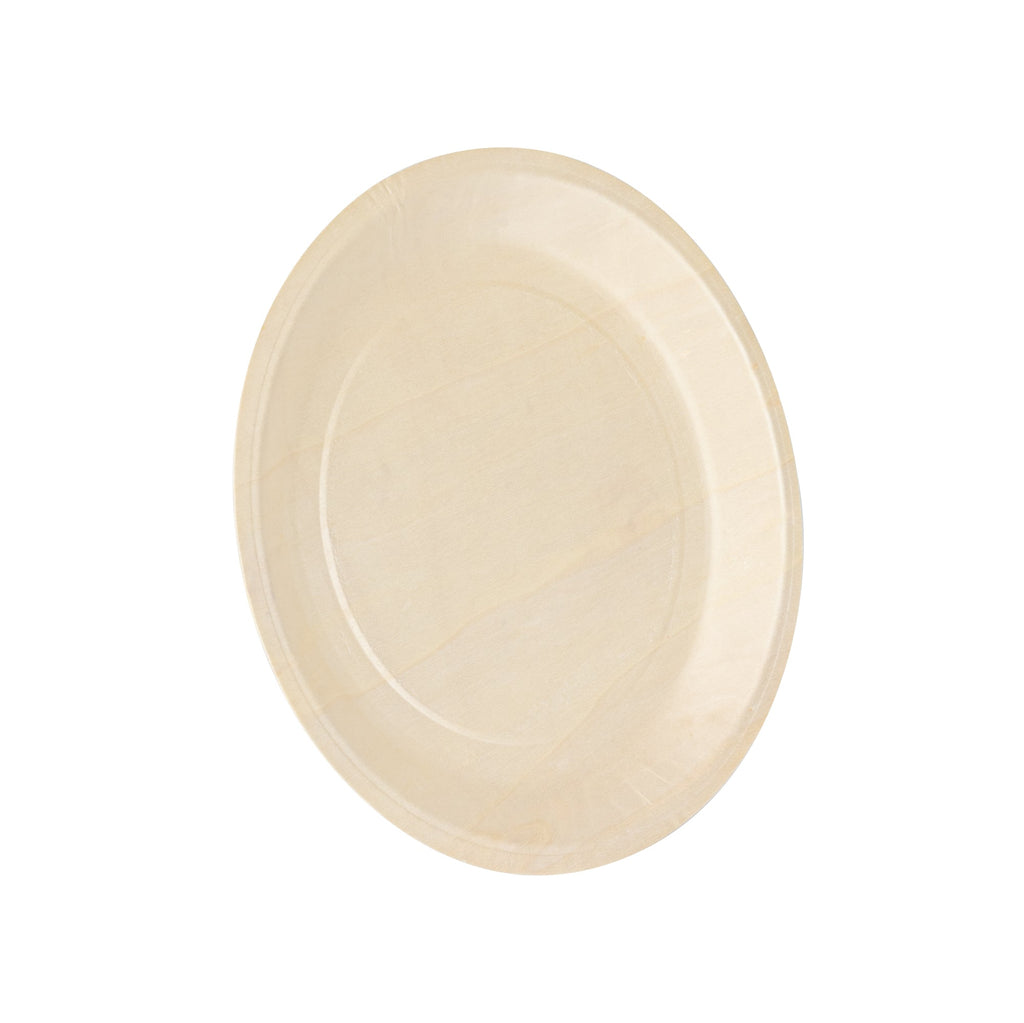 Taipei Round Natural Poplar Plate - 10 1/4'' x 10 1/4'' x 3/4'' - 50 count box