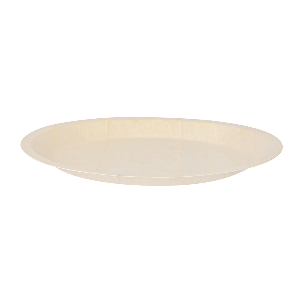 Taipei Round Natural Poplar Plate - 10 1/4'' x 10 1/4'' x 3/4'' - 200 count box