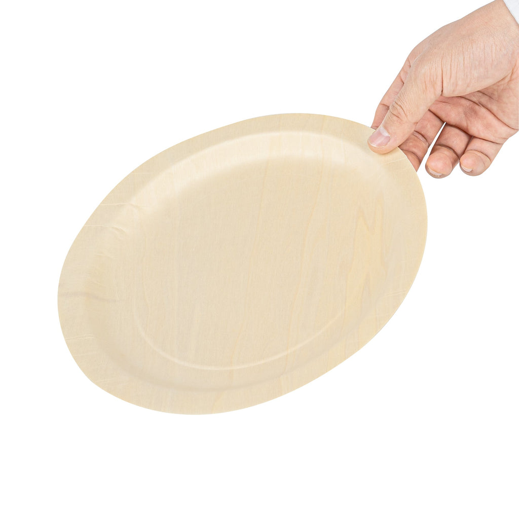 Taipei Round Natural Poplar Plate - 9 1/2'' x 9 1/2'' x 1/2'' - 50 count box