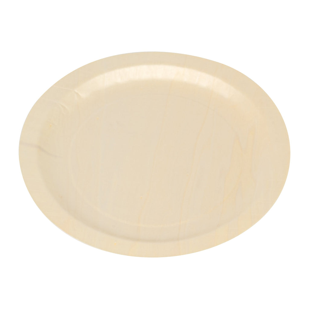 Taipei Round Natural Poplar Plate - 9 1/2'' x 9 1/2'' x 1/2'' - 50 count box