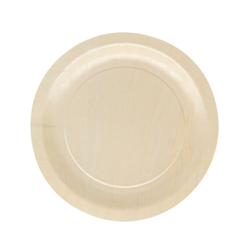Taipei Round Natural Poplar Plate - 9 1/2'' x 9 1/2'' x 1/2'' - 50 count box