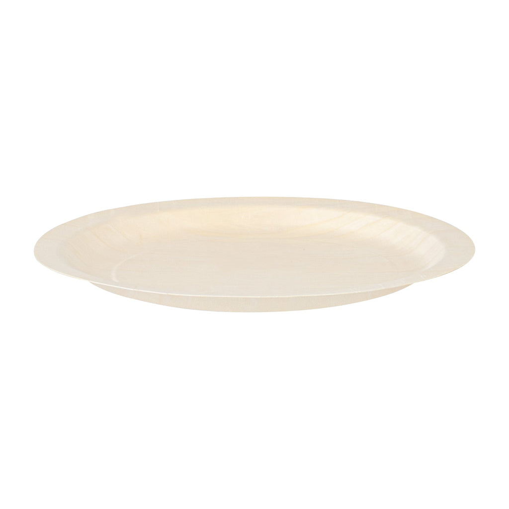 Taipei Round Natural Poplar Plate - 9 1/2'' x 9 1/2'' x 1/2'' - 200 count box