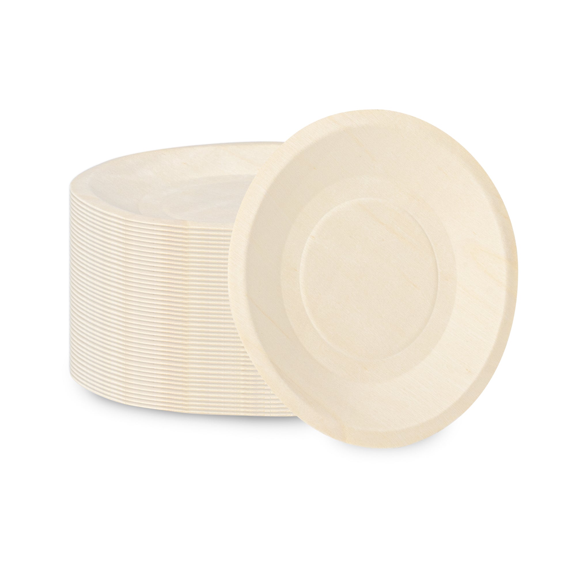 Taipei Round Natural Poplar Plate - 6'' x 6'' - 50 count box