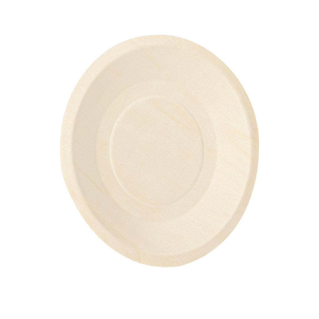 Taipei Round Natural Poplar Plate - 6'' x 6'' - 50 count box
