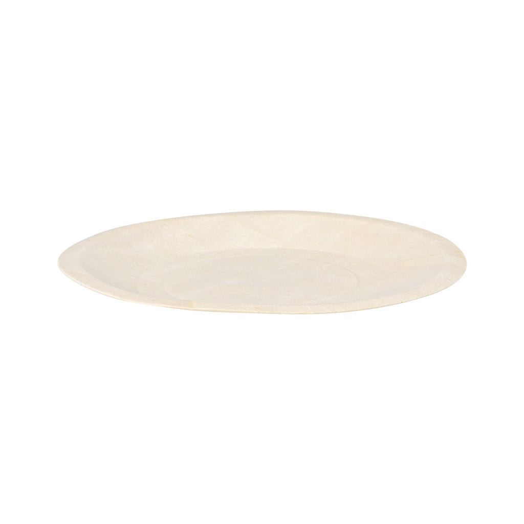 Taipei Round Natural Poplar Plate - 6'' x 6'' - 50 count box