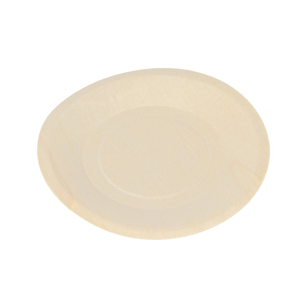 Taipei Round Natural Poplar Plate - 6'' x 6'' - 50 count box