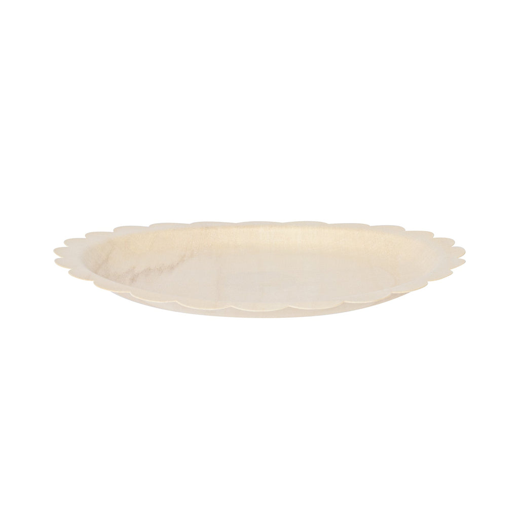 Taipei Round Natural Poplar Plate - with Scalloped Edge - 9 1/4'' x 9 1/4'' - 50 count box
