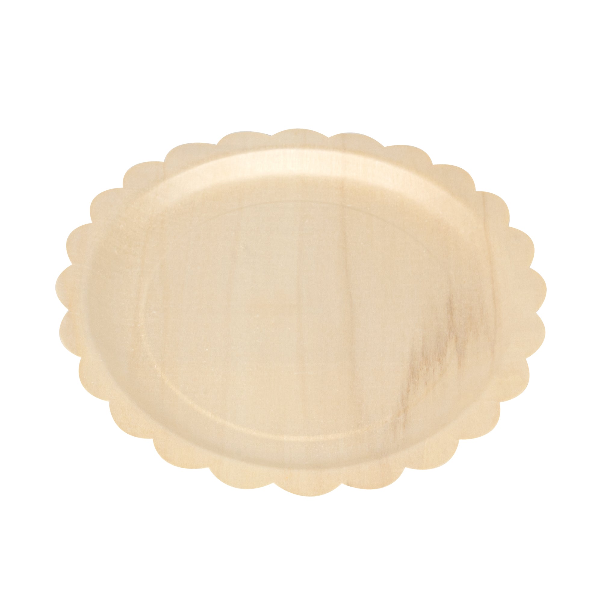 Taipei Round Natural Poplar Plate - with Scalloped Edge - 9 1/4'' x 9 1/4'' - 50 count box