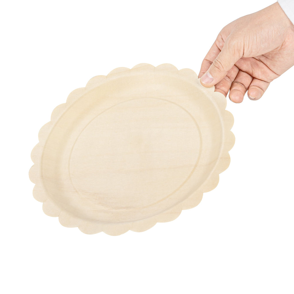 Taipei Round Natural Poplar Plate - with Scalloped Edge - 9 1/4'' x 9 1/4'' - 200 count box