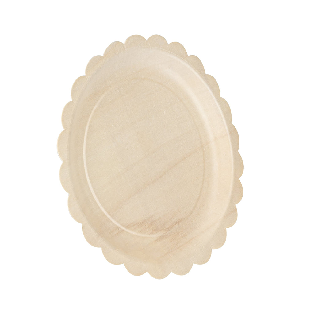 Taipei Round Natural Poplar Plate - with Scalloped Edge - 9 1/4'' x 9 1/4'' - 200 count box