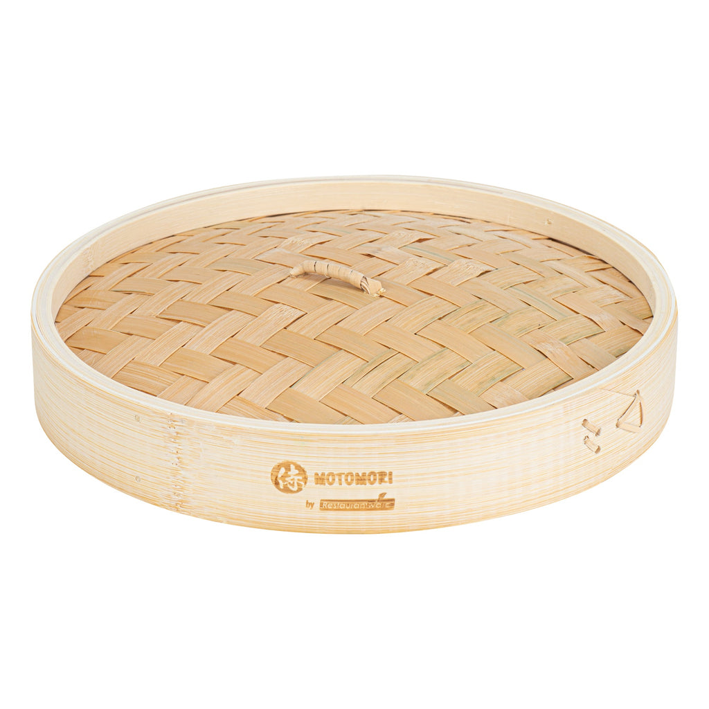 Motomori Round Natural Bamboo Steamer - 10'' x 10'' x 4'' - 1 count box