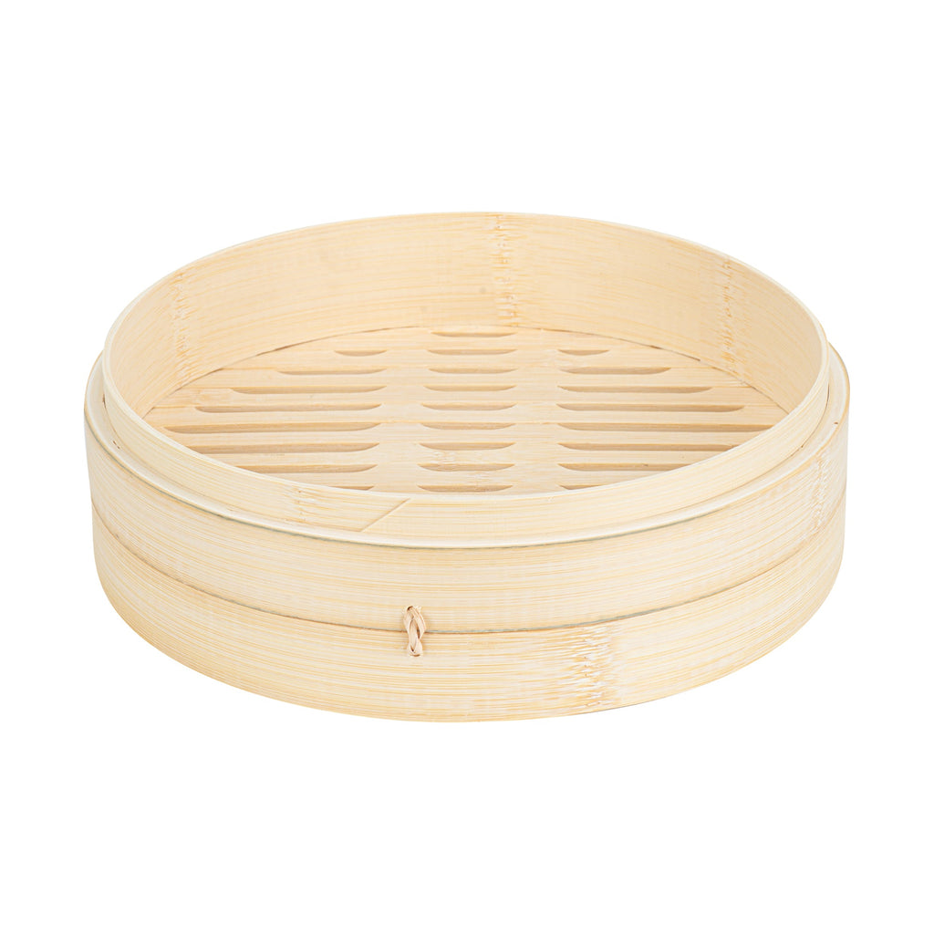 Motomori Round Natural Bamboo Steamer - 10'' x 10'' x 4'' - 1 count box