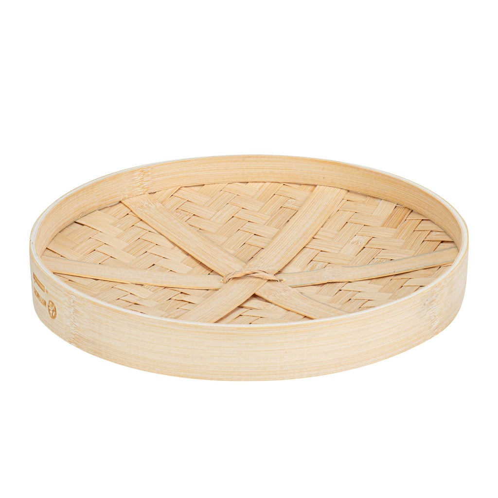 Motomori Round Natural Bamboo Steamer - 12'' x 12'' x 4'' - 1 count box
