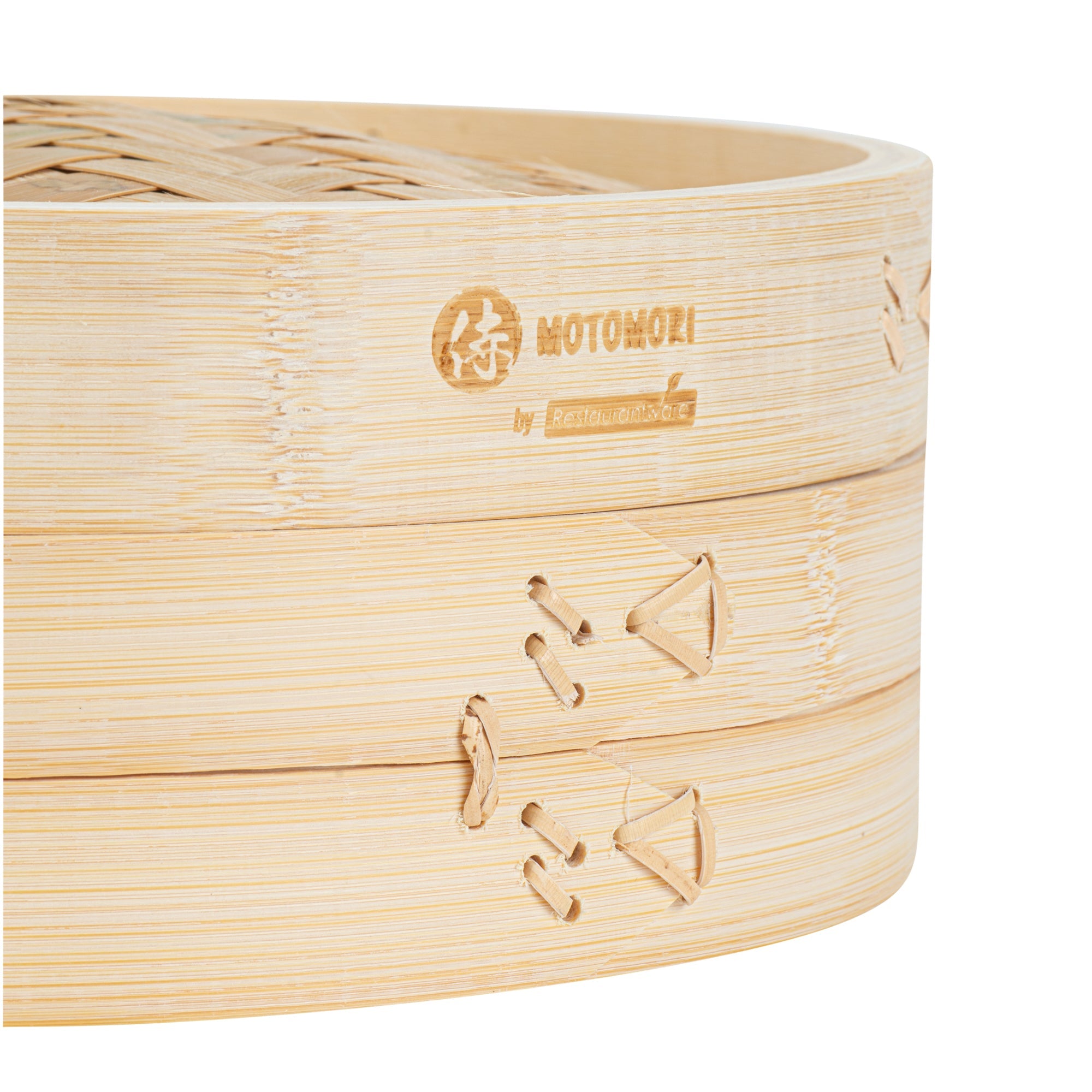 Motomori Round Natural Bamboo Steamer - 12'' x 12'' x 4'' - 1 count box