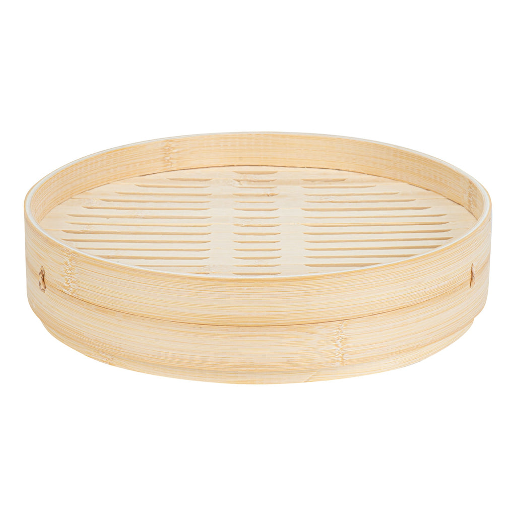 Motomori Round Natural Bamboo Steamer - 12'' x 12'' x 4'' - 1 count box