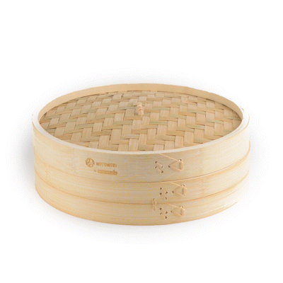 Motomori Round Natural Bamboo Steamer - 12'' x 12'' x 4'' - 10 count box