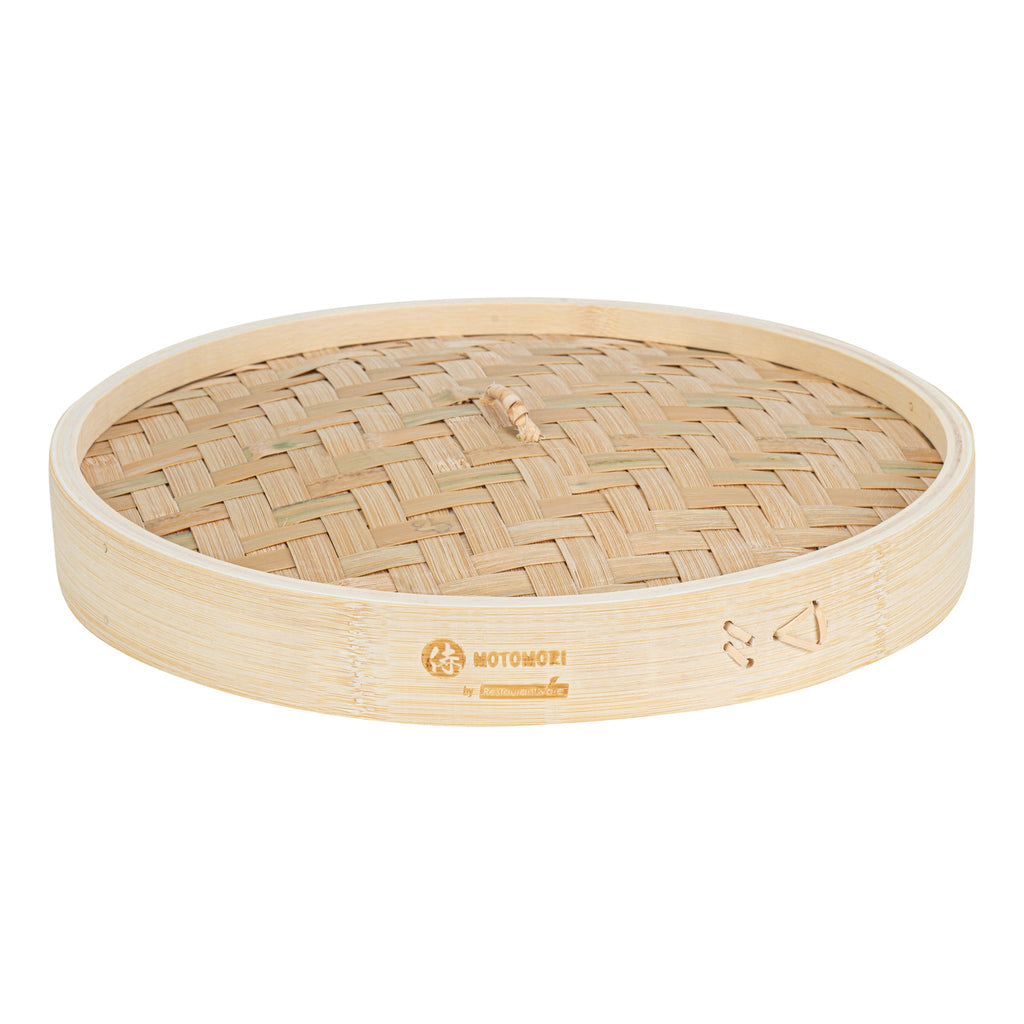 Motomori Round Natural Bamboo Steamer - 12'' x 12'' x 4'' - 10 count box