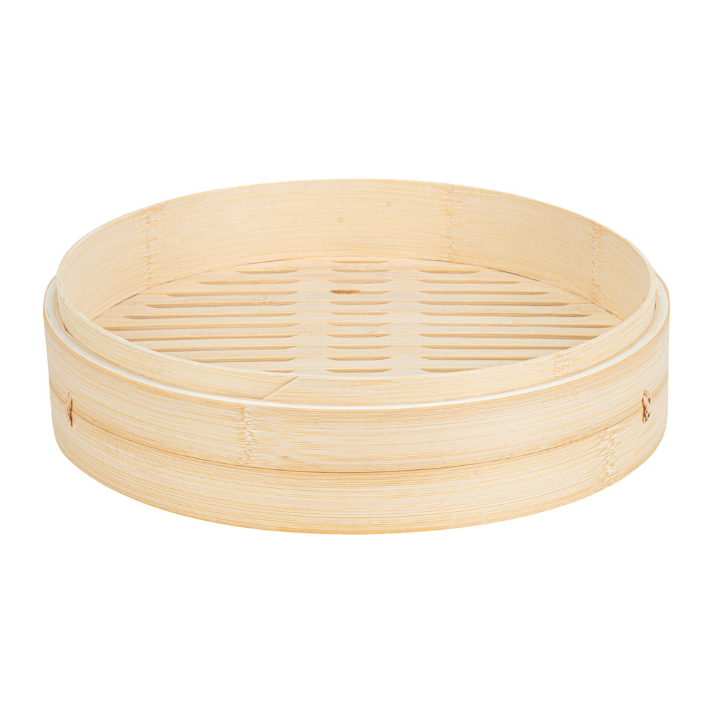 Motomori Round Natural Bamboo Steamer - 12'' x 12'' x 4'' - 10 count box
